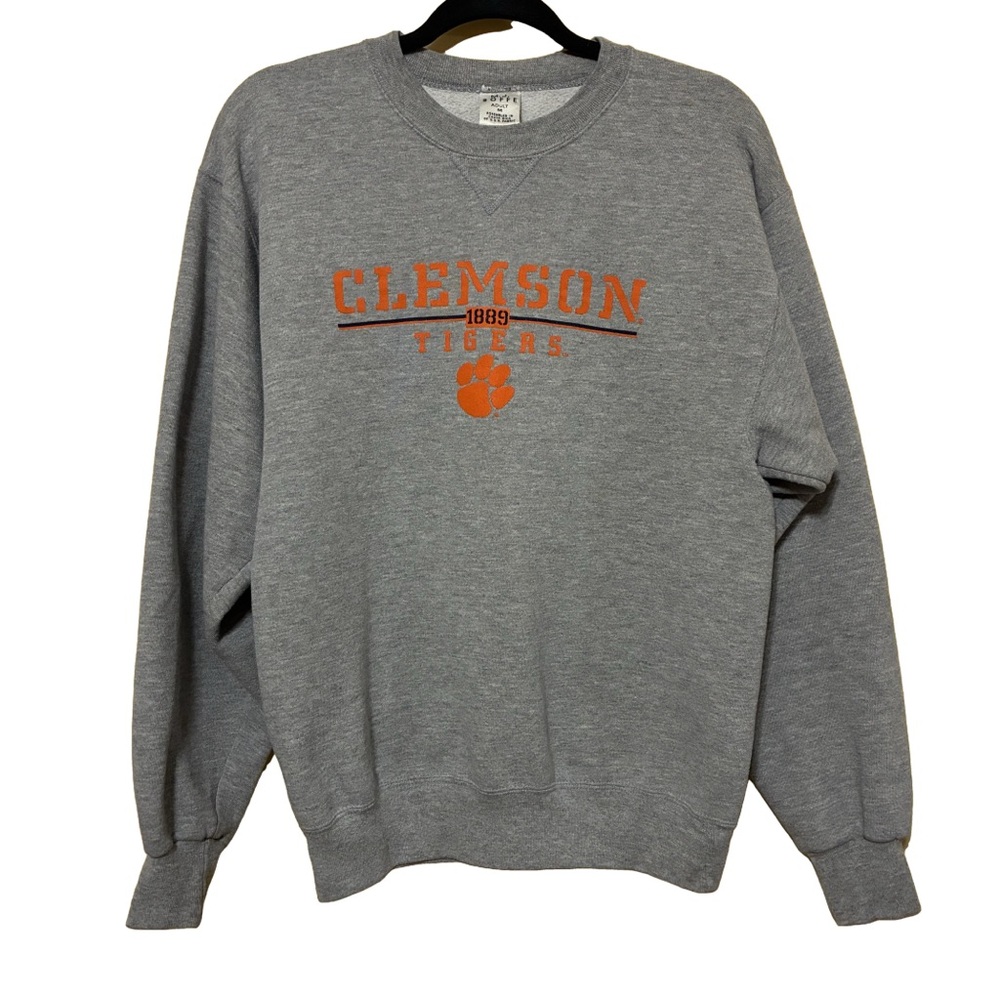 Vintage Clemson Tigers Sweater Adult M M.J. Soffe Gray Crew Neck NCAA Pullover